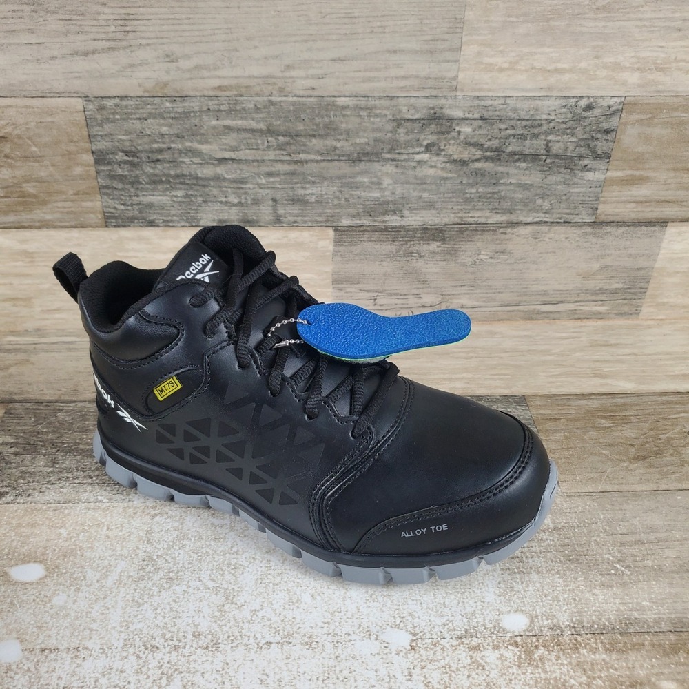 Reebok Womens Work Boots Sz 6 W Athletic Mid-Cut Black Memory Tech Alloy Toe